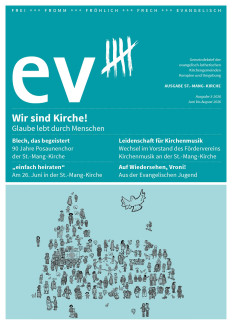 Gemeindebrief ev5 - Juni bis August 2026 - Ausgabe St.-Mang-Kirche - Titel: Wir sind Kirche! Glaube lebt durch Menschen
