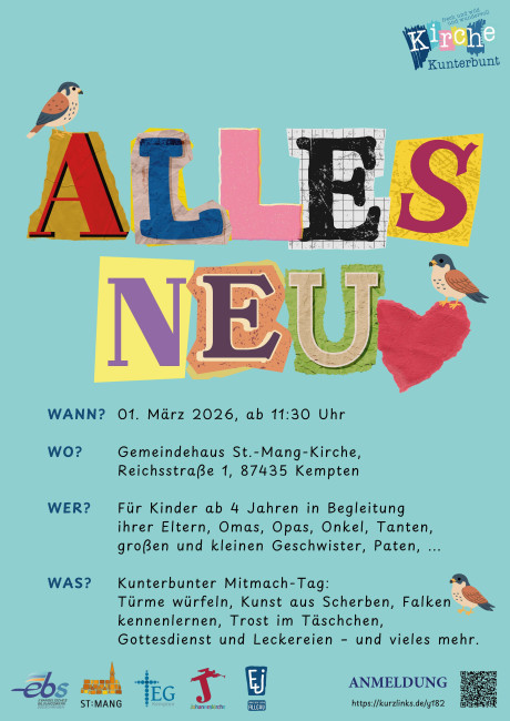 Kirche Kunterbunt am 1. März 2026: Thema "Alle neu"